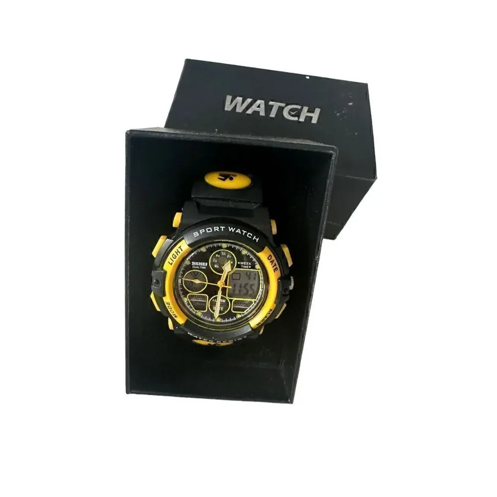 SKMEI Adult Digital Quartz Sport Wristwatch Yellow & Black 10